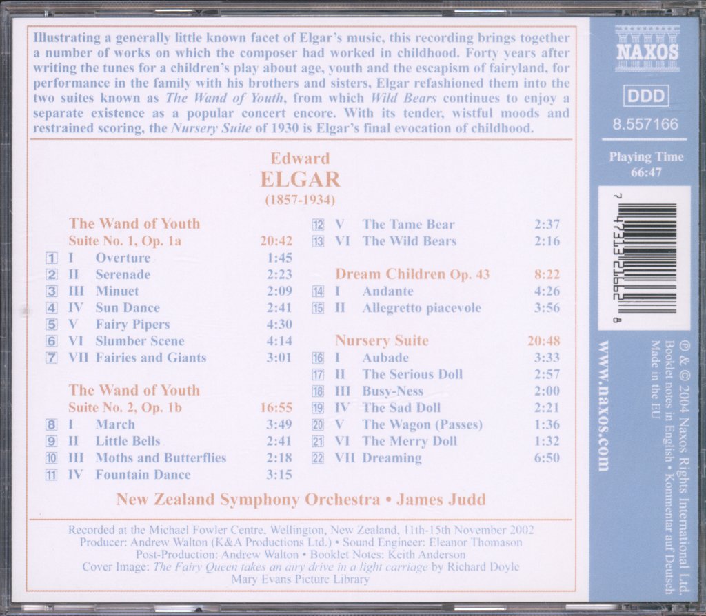 New Zealand Symphony Orchestra, James Judd - Elgar - Wand Of Youth; Nursery Suite - Cd