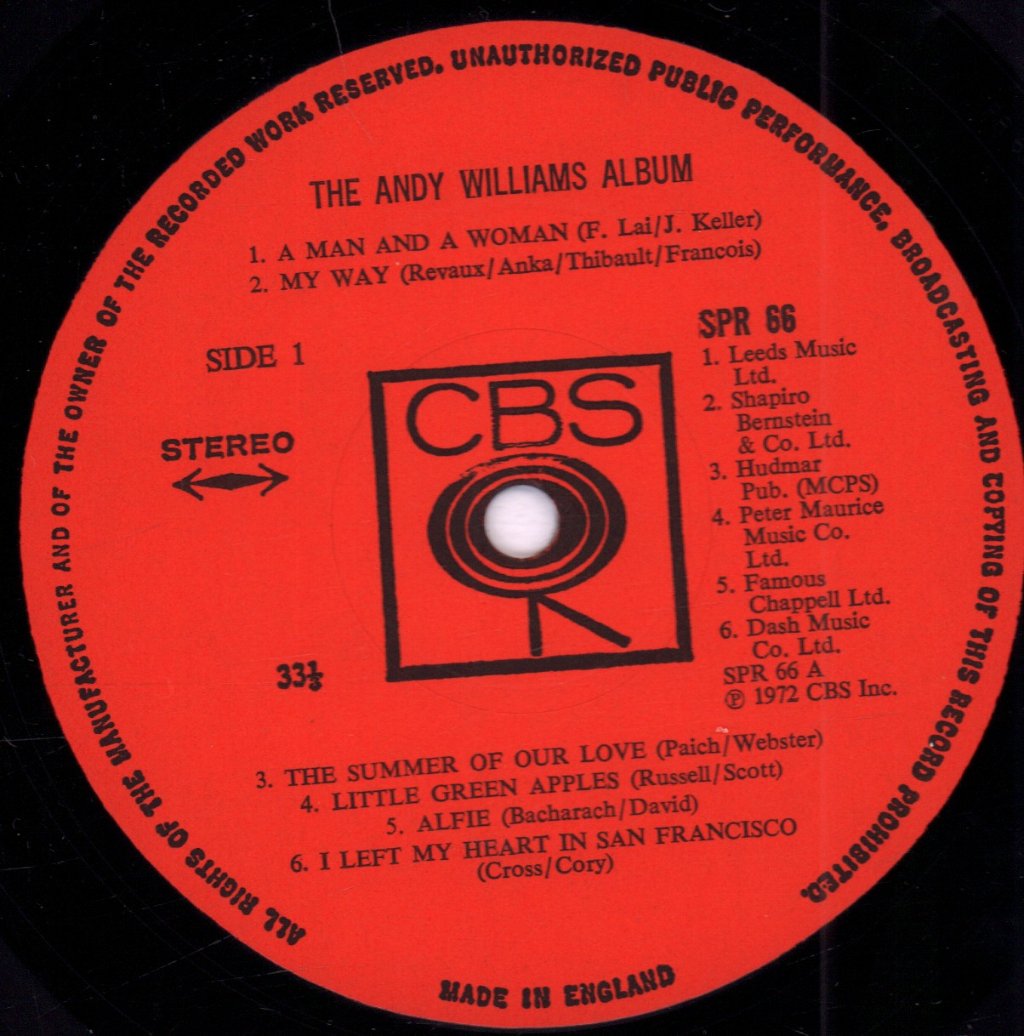 Andy Williams - Andy Williams Album - Lp
