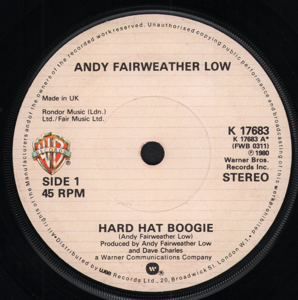 Andy Fairweather Low - Hard Hat Boogie - 7 Inch