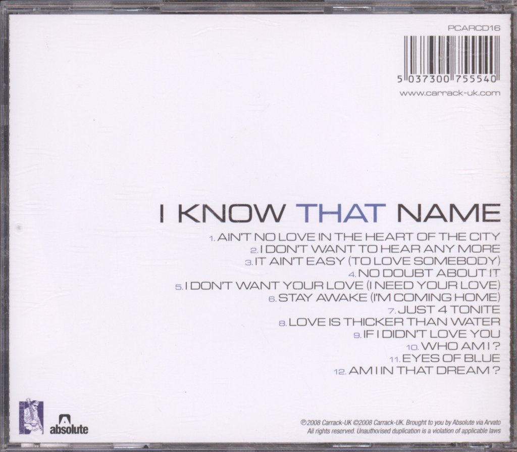 Paul Carrack - I Know That Name - Cd