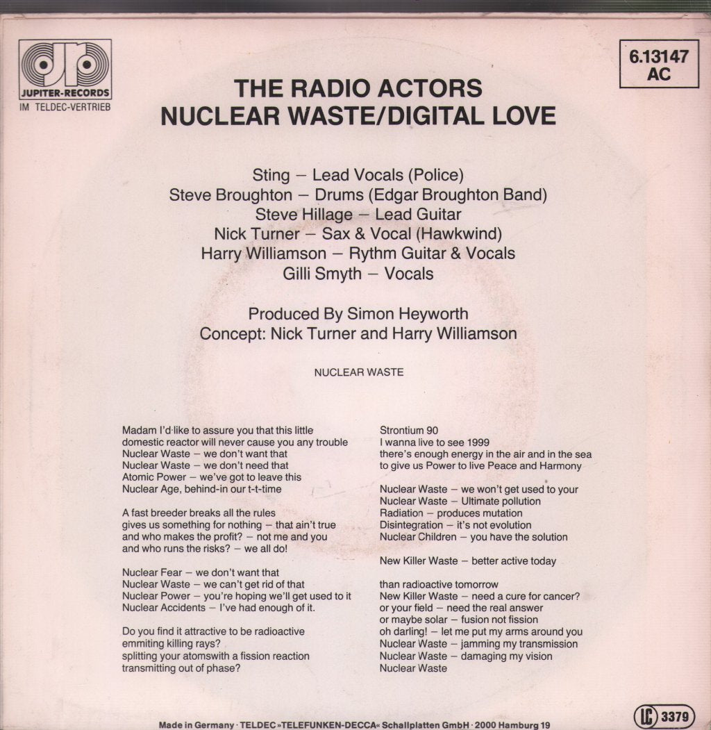 Sting - Nuclear Waste - 7 Inch