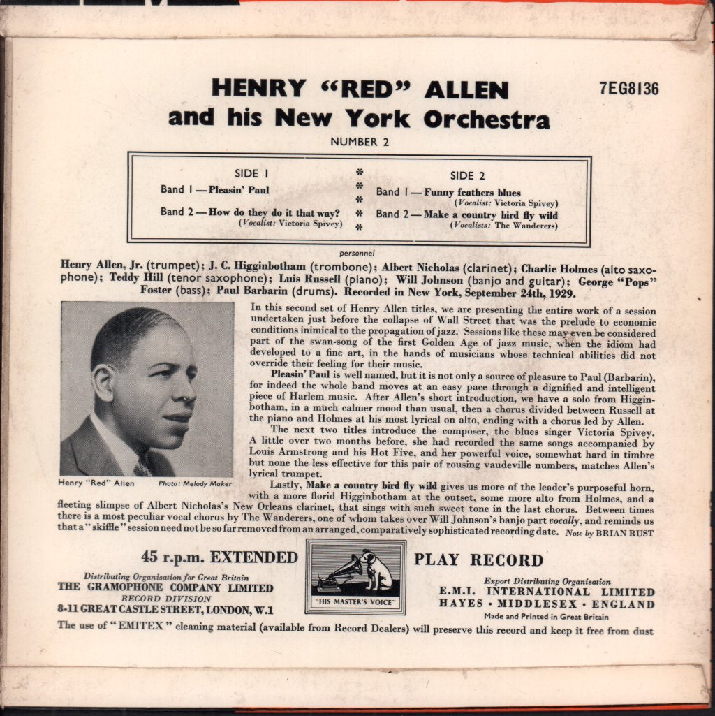 henry red allen and his new york orchestra - Number 2 - 7 Inch