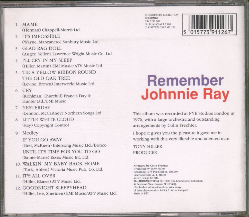 Johnnie Ray - Remember - Cd