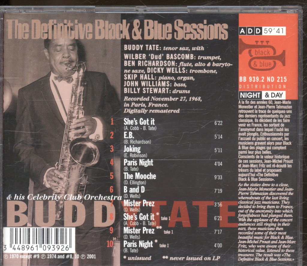 Buddy Tate Celebrity Club Orchestra - Buddy Tate & His Celebrity Club Orchestra - Cd
