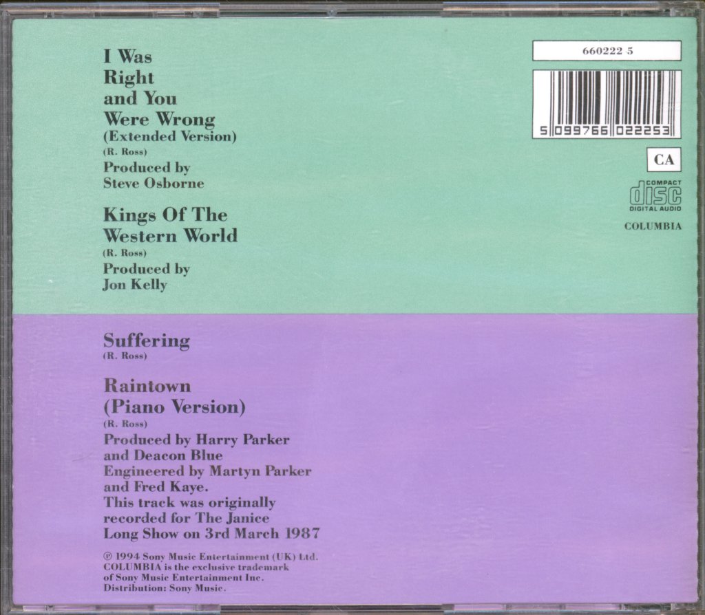 Deacon Blue - I Was Right And You Were Wrong - Cd