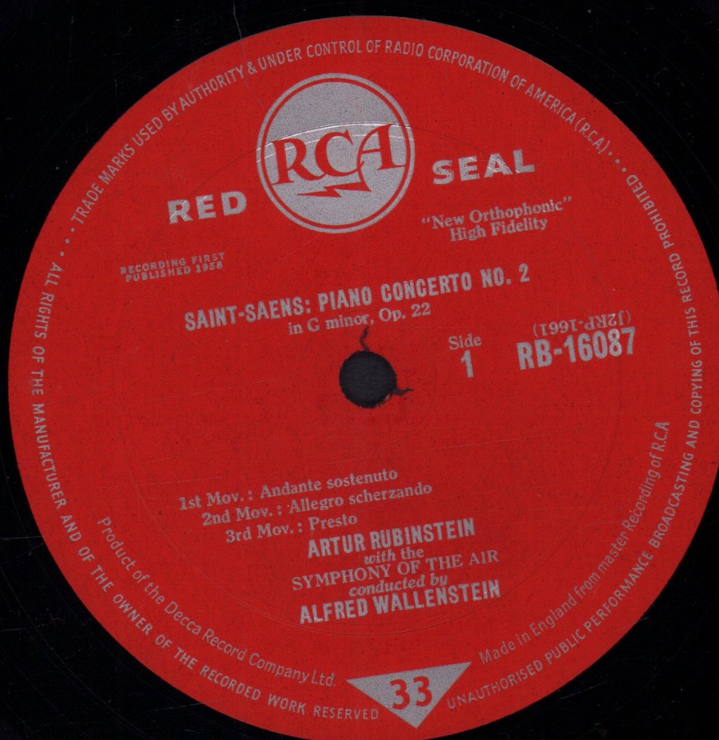 Symphony Of The Air - rubinstein Saint-Saens Piano Concerto No. 2 - Lp