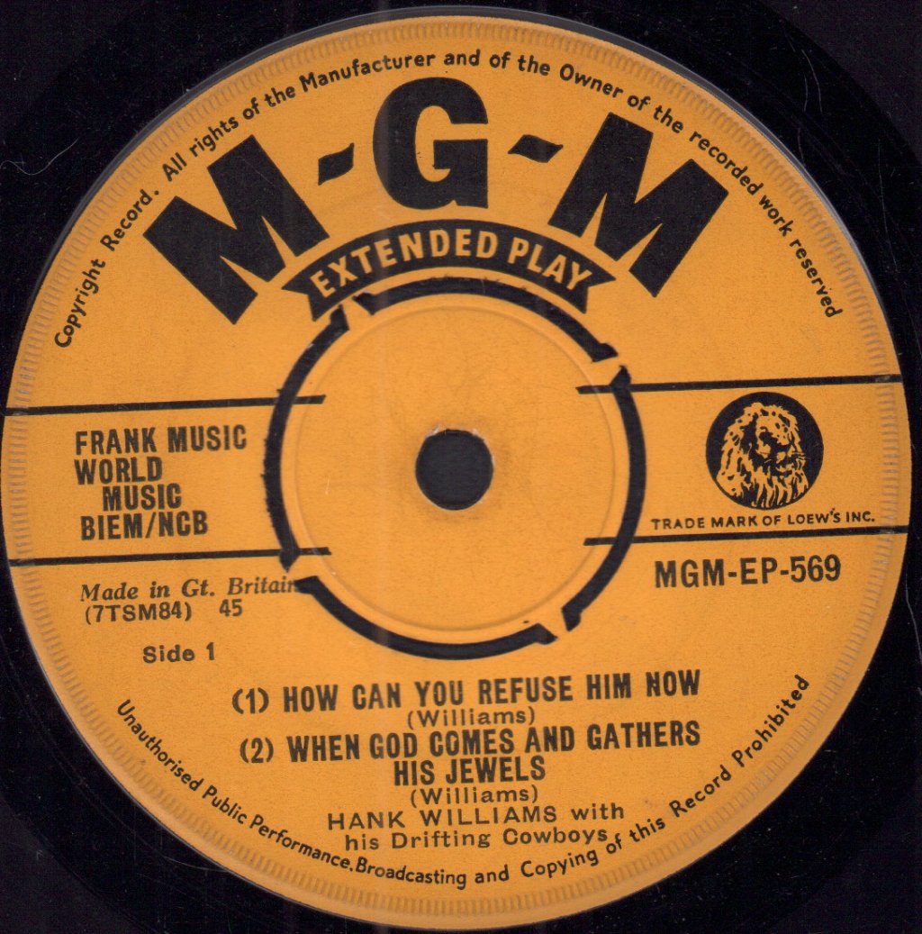 Hank Williams With His Drifting Cowboys - I Saw The Light (No. 1) - 7 Inch
