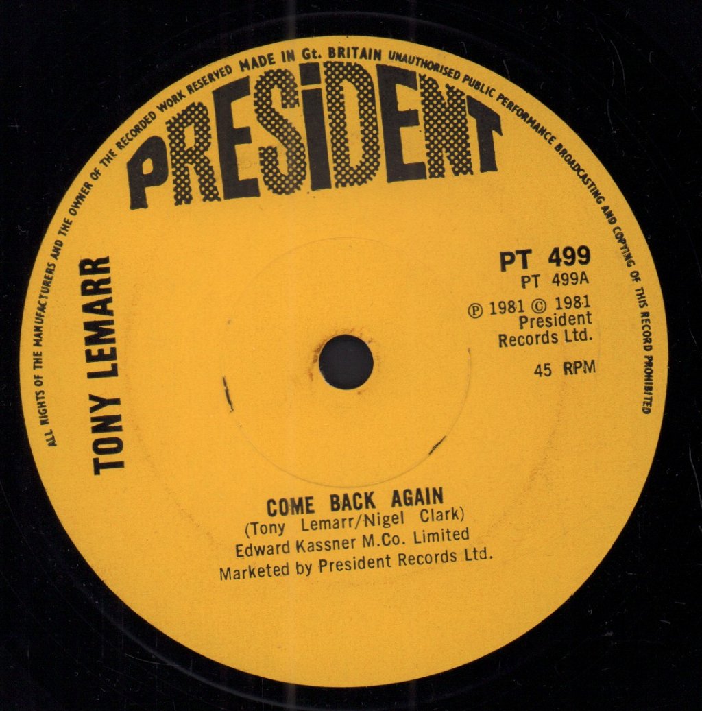 Tony Lemarr - Come Back Again - 7 Inch