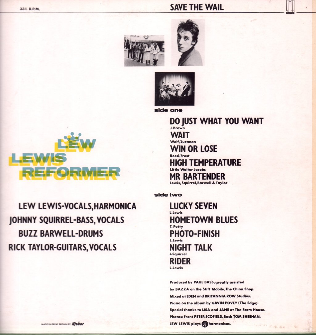 Lew Lewis Reformer - Save The Wail - Lp