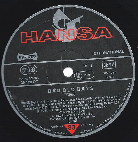 Coco - Bad Old Days - Lp