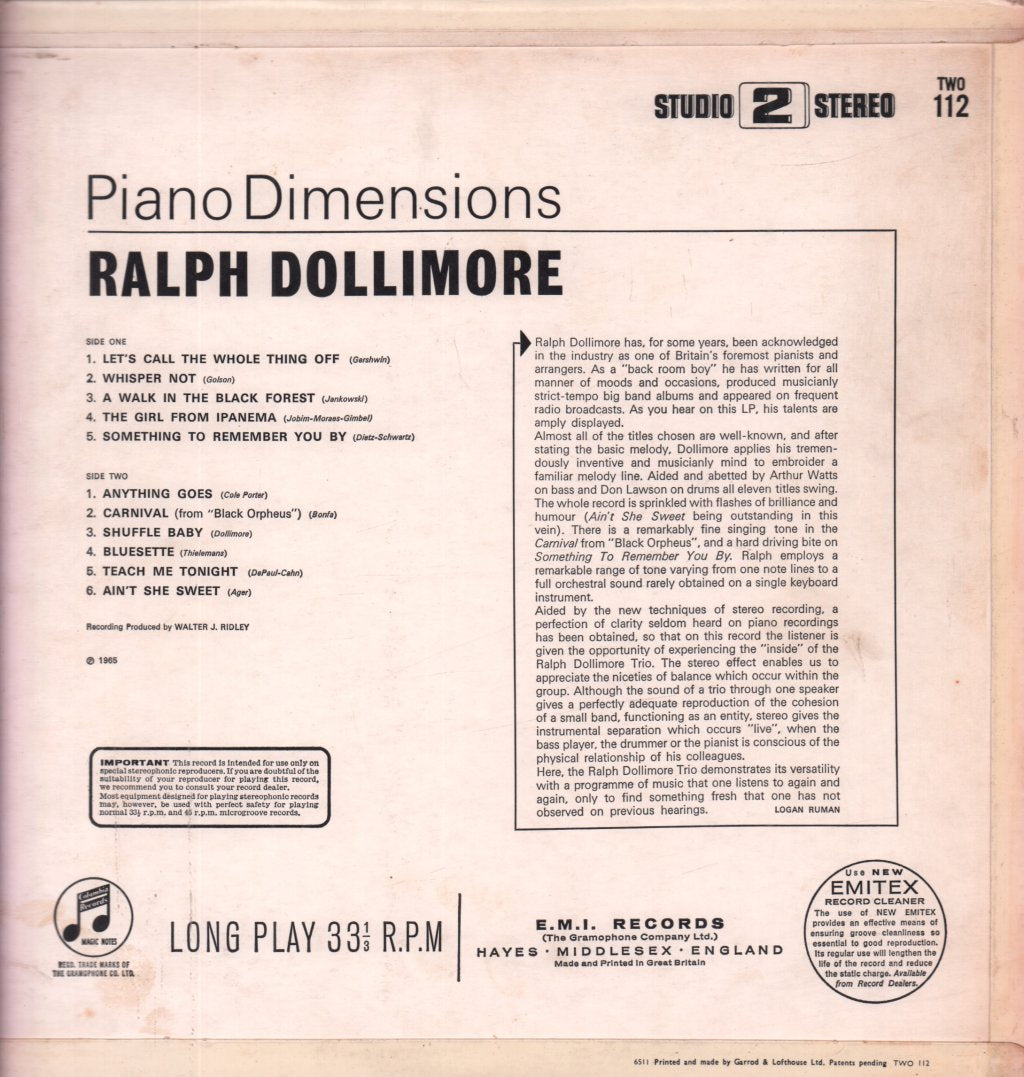 Ralph Dollimore - Piano Dimensions - Lp