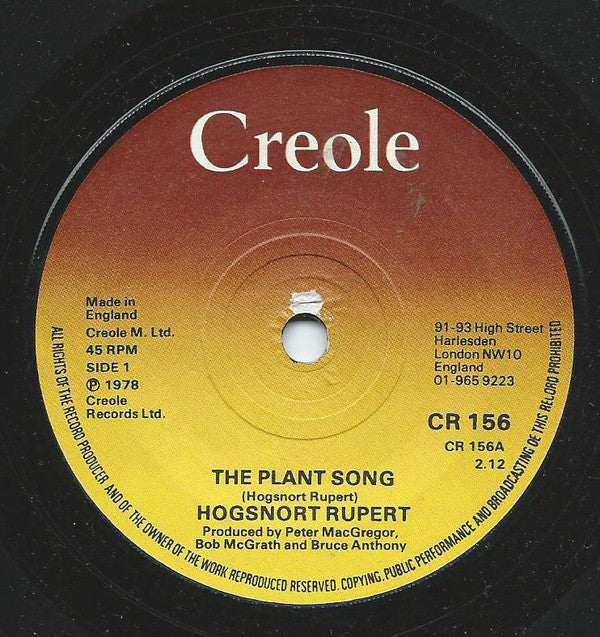Hogsnort Rupert - Plant Song - 7 Inch
