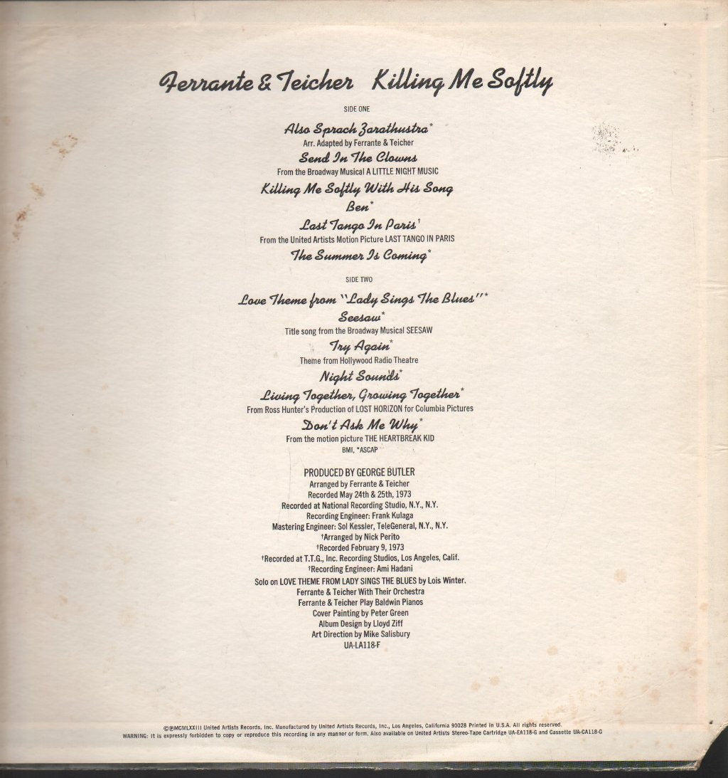 Ferrante And Teicher - Killing Me Softly - Lp