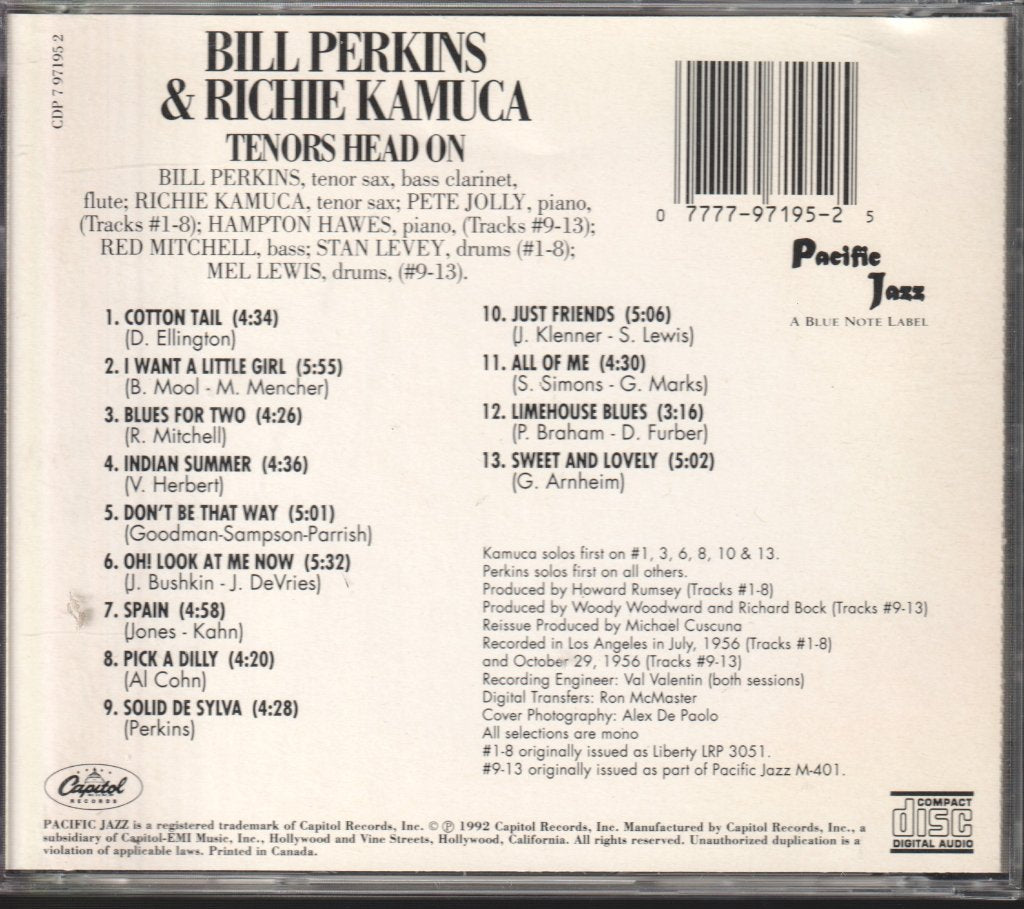 Bill Perkins and Richie Kamuca - Tenors Head-On - Cd