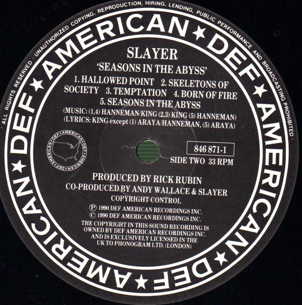 Slayer - Seasons In The Abyss - Lp