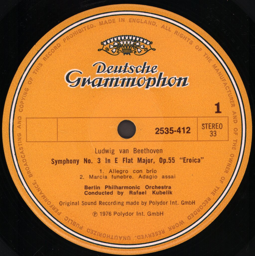 Rafael Kubelik / Berlin Philharmonic Orchestra - Beethoven - Symphony No. 3 'Eroica' - Lp