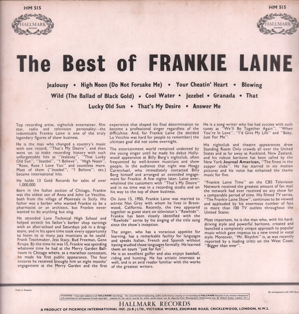 Frankie Laine - Best Of - Lp