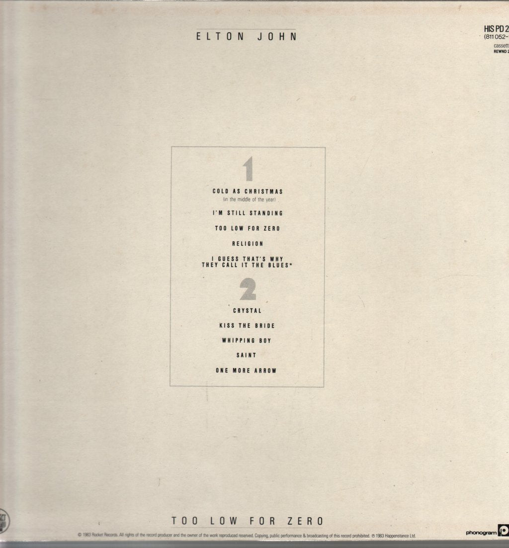 Elton John - Too Low For Zero - Lp
