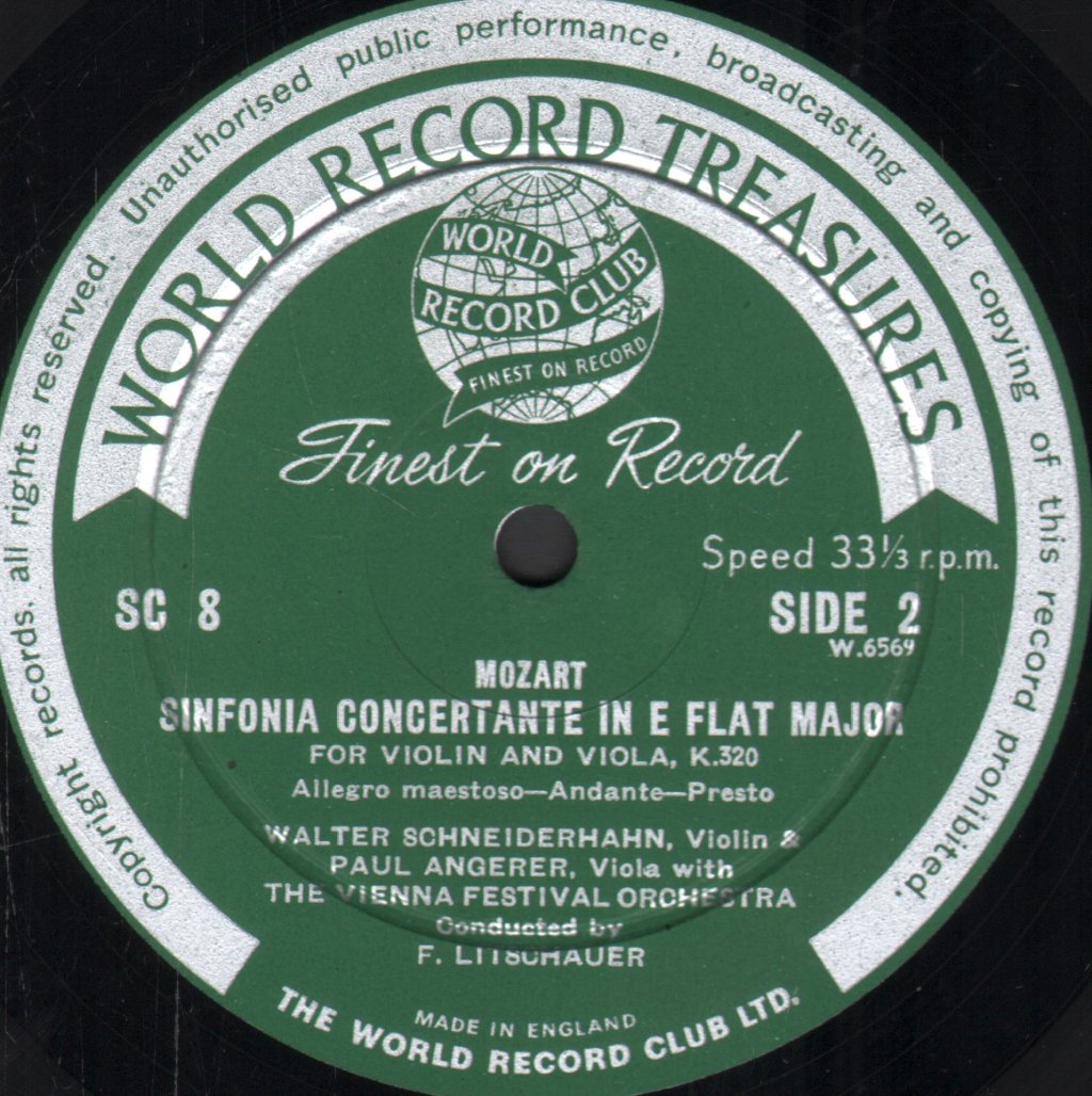 Carmen Vitos / Walter Schneiderhan / Vienna Festival Orchestra - Chopin - Piano Concerto No.2 / Mozart - Sinfonia Concertante For Violin & Viola - Lp