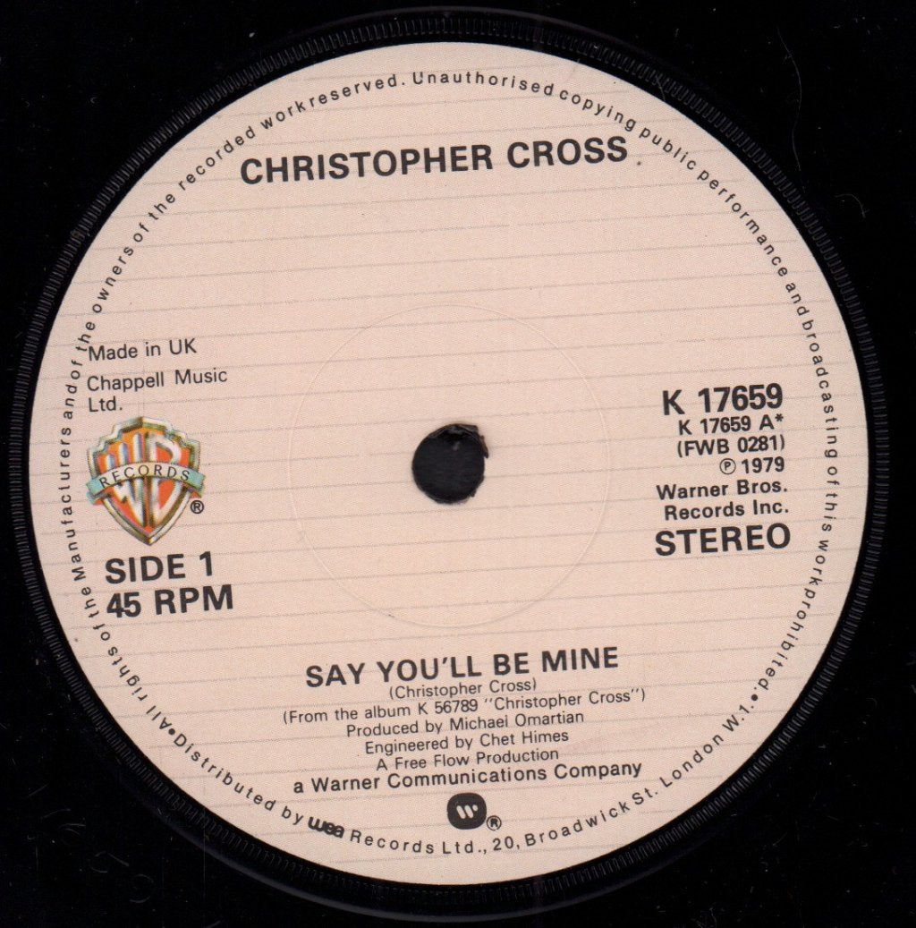 Christopher Cross - Say You'll Be Mine - 7 Inch
