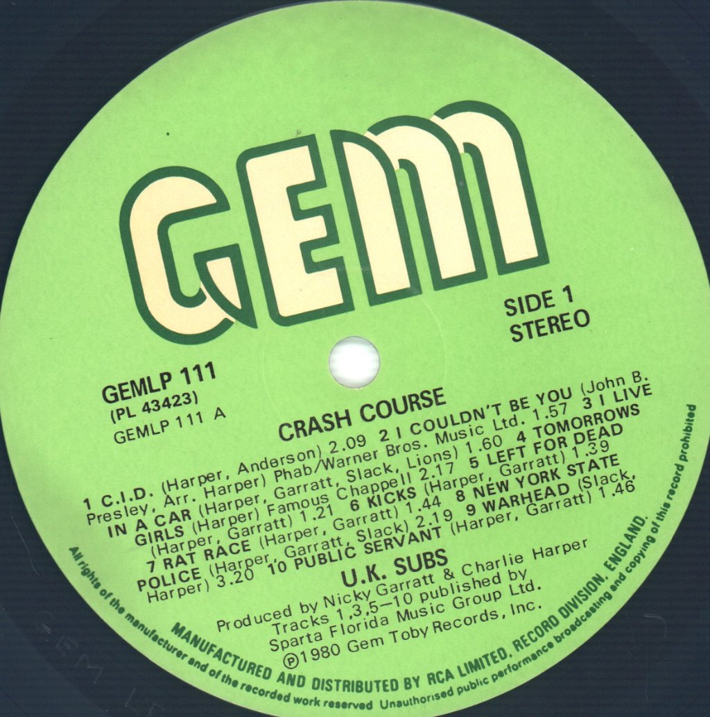 UK Subs - Crash Course - Lp