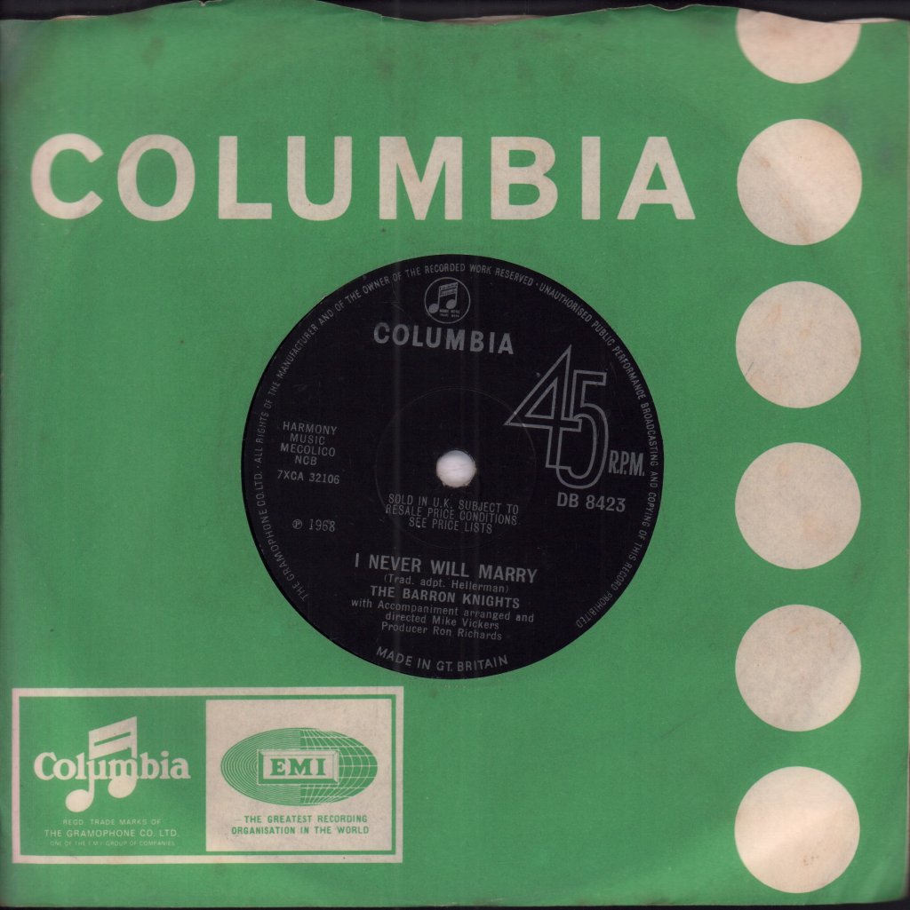 Barron Knights - I Will Never Marry - 7 Inch
