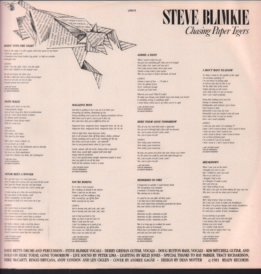 Steve Blimkie - Chasing Paper Tigers - Lp