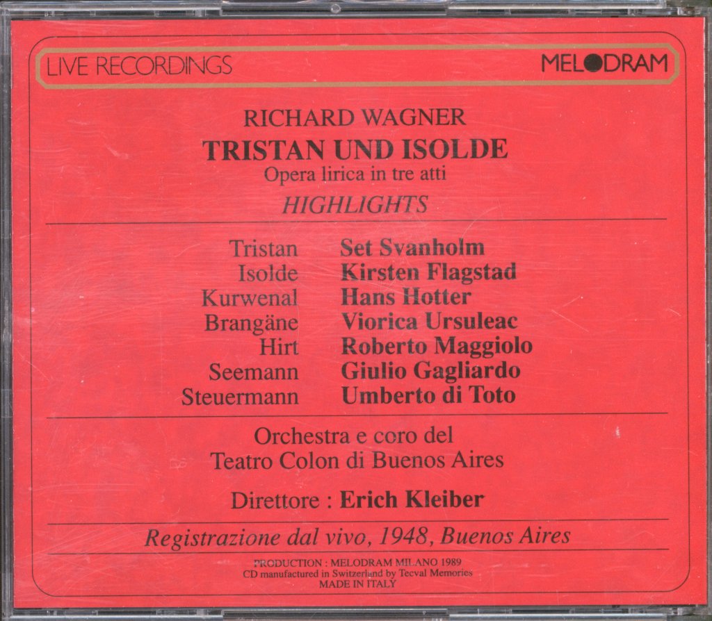 Erich Kleiber - Wagner - Tristan Und Isolde, Buenos Aires, 1948 (Highlights) - Double Cd