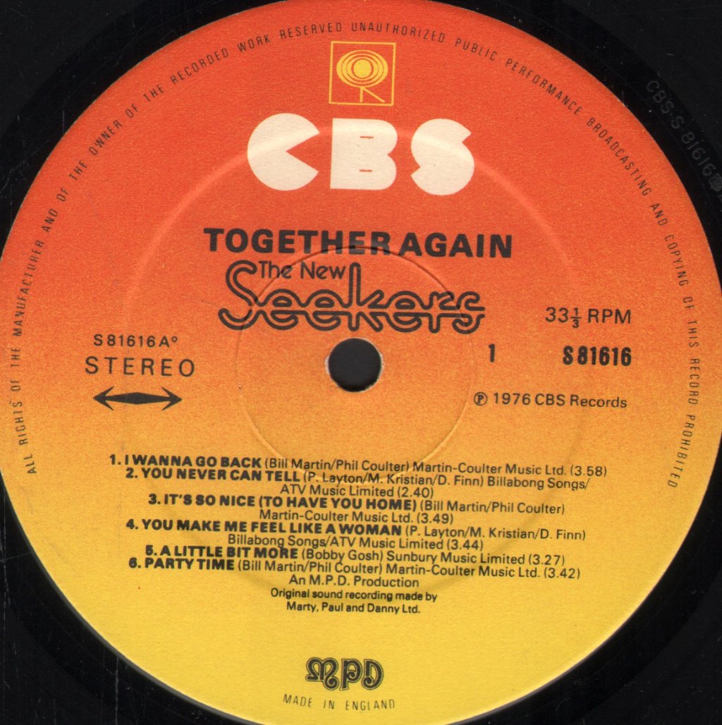 New Seekers - Together Again - Lp