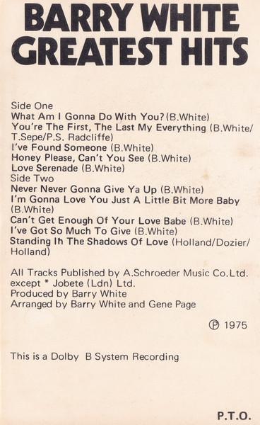 Barry White - Greatest Hits - Cassette