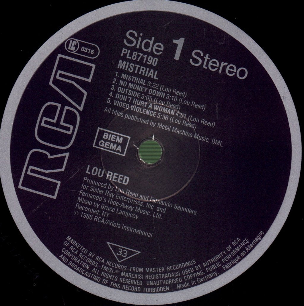 Lou Reed - Mistrial - Lp