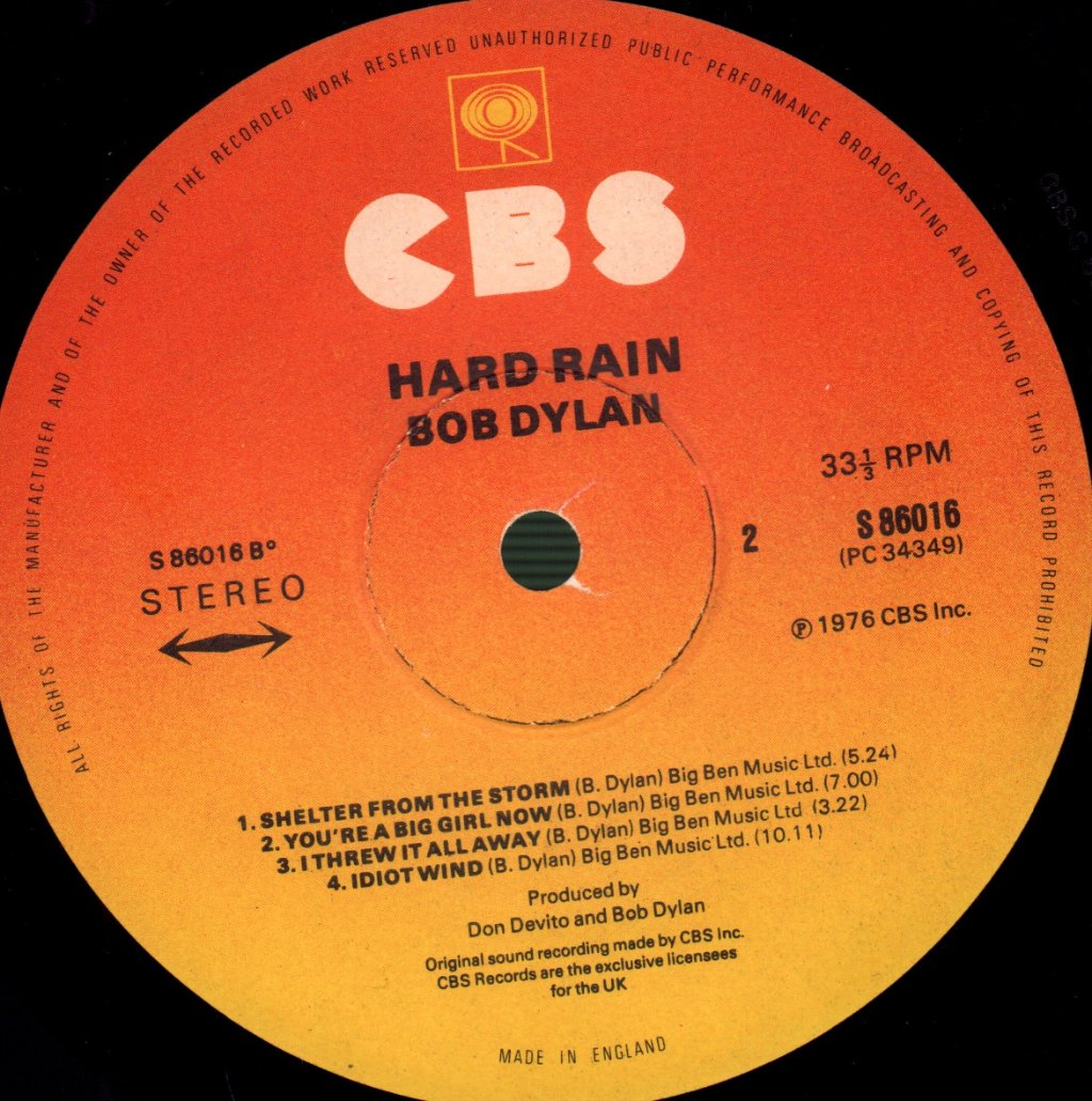 Bob Dylan - Hard Rain - Lp