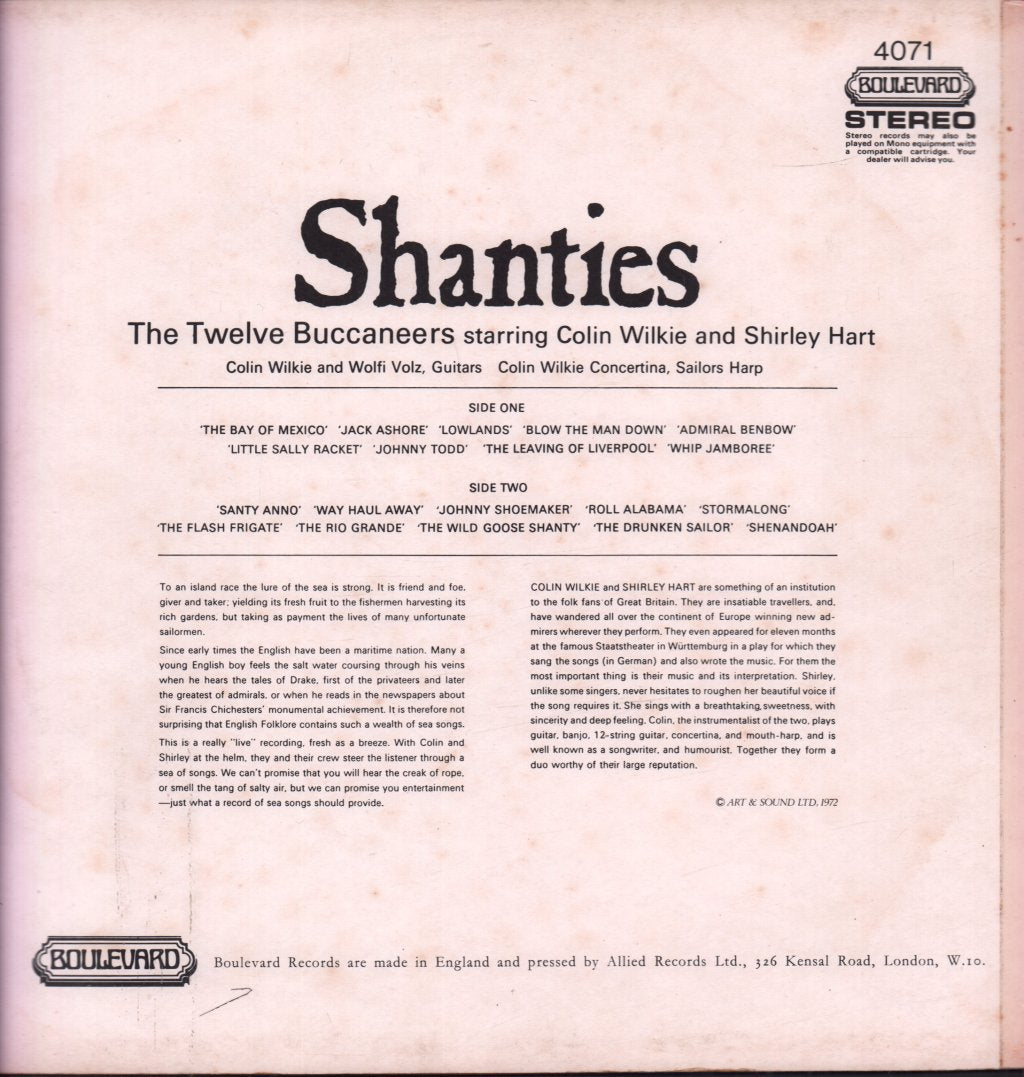 Colin Wilkie And Shirley Hart - Shanties - Lp