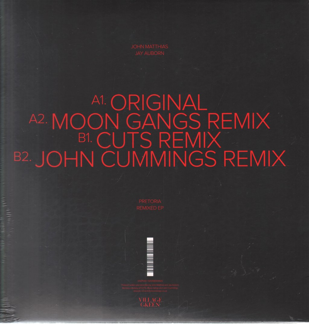 John Matthias and Jay Auborn - Pretoria Remixed EP - 12 Inch