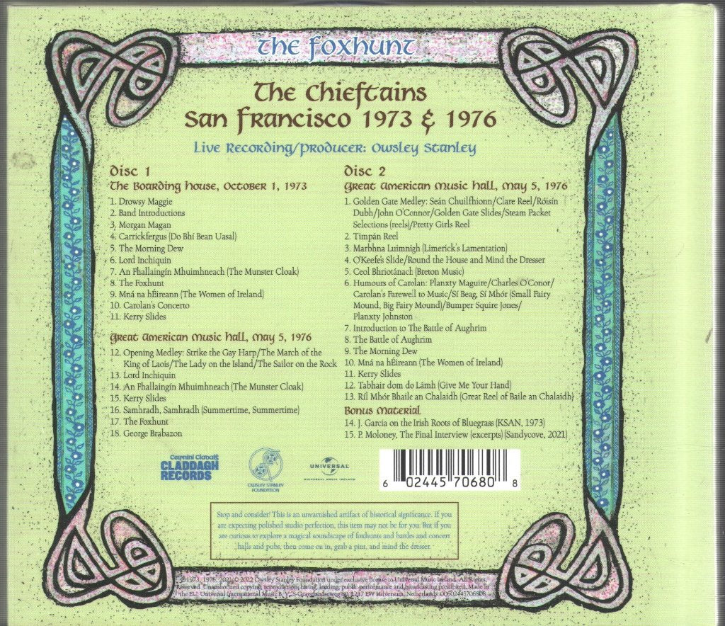 Chieftains - Foxhunt (San Francisco 1973 & 1976) - Cd Set