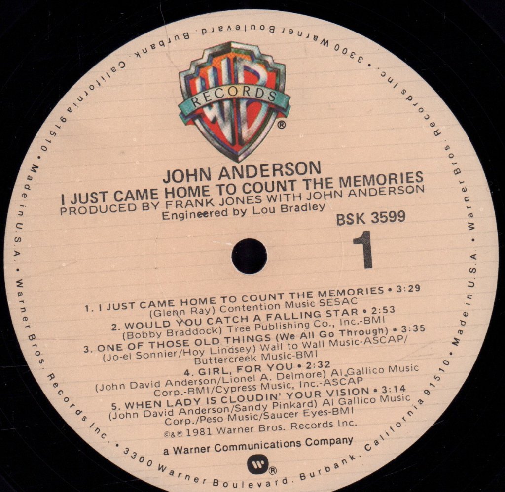 John Anderson - I Just Came Home To Count The Memories - Lp