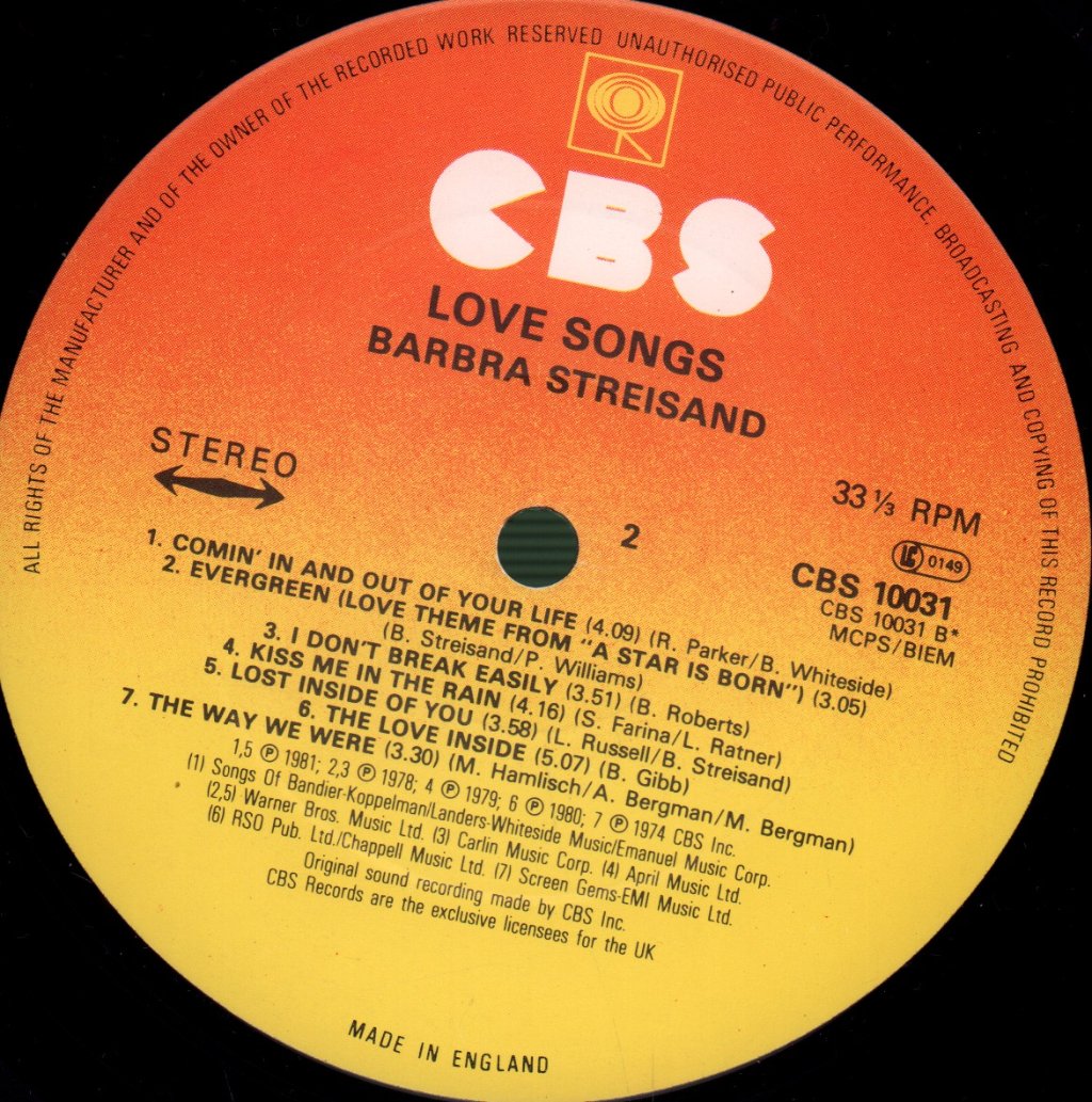 Barbra Streisand - Love Songs - Lp