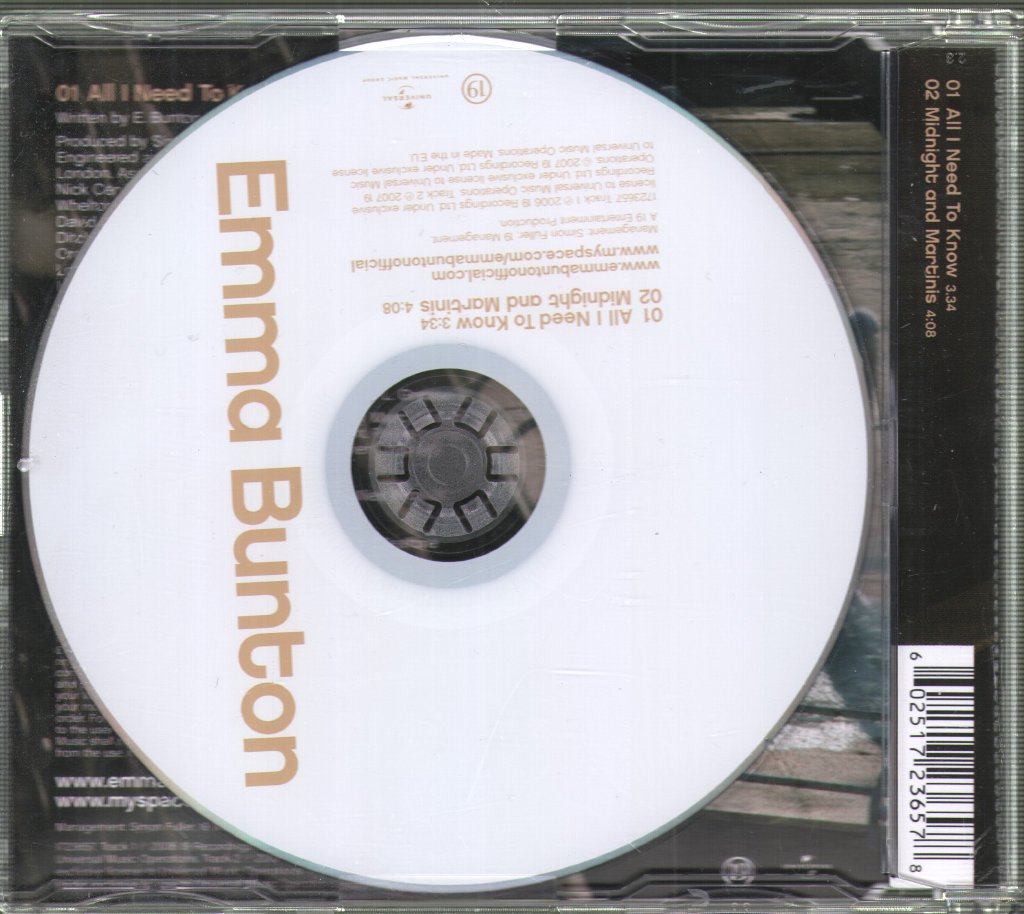 Emma Bunton - All I Need To Know - Cd