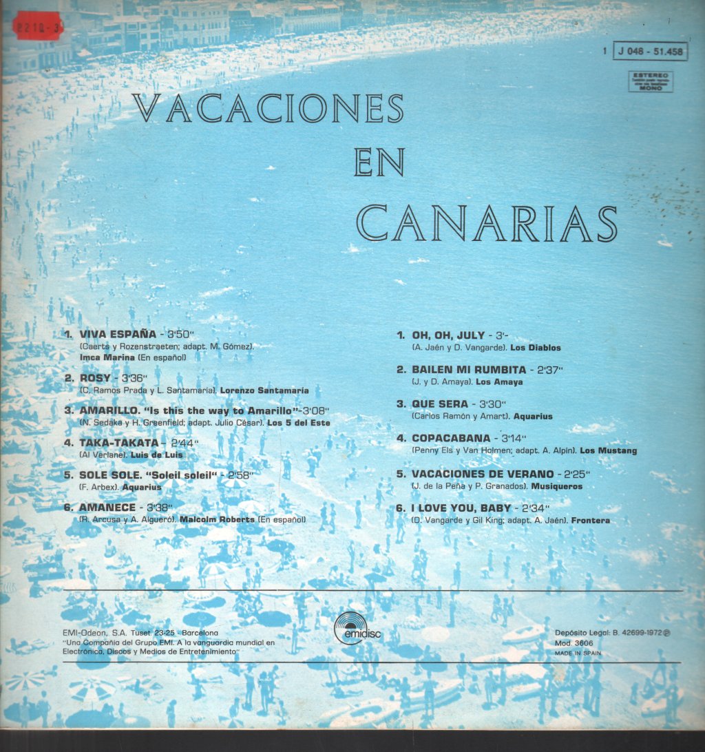 Various Artists - Vacaciones En Canarias - Lp
