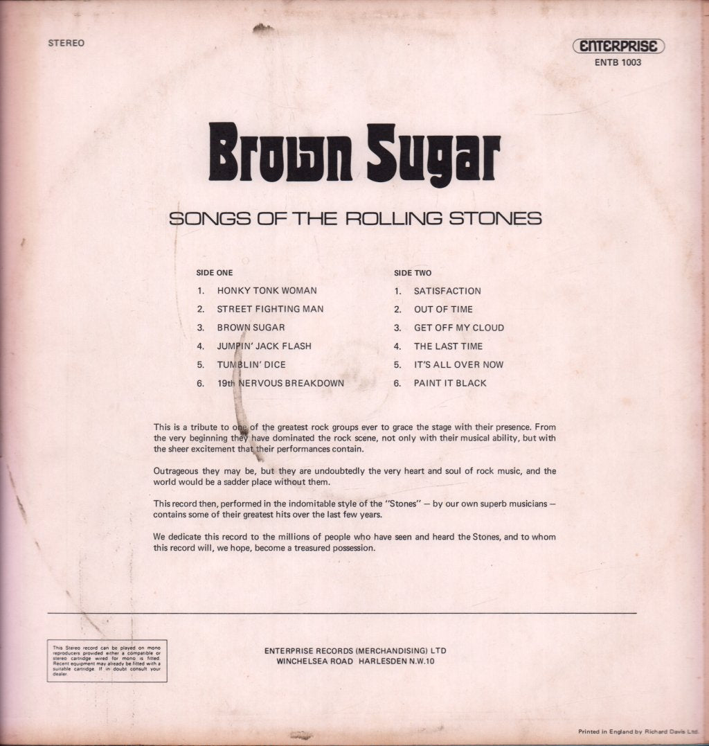 Brown Sugar (Rolling Stones Covers) - Songs Of The Rolling Stones - Lp