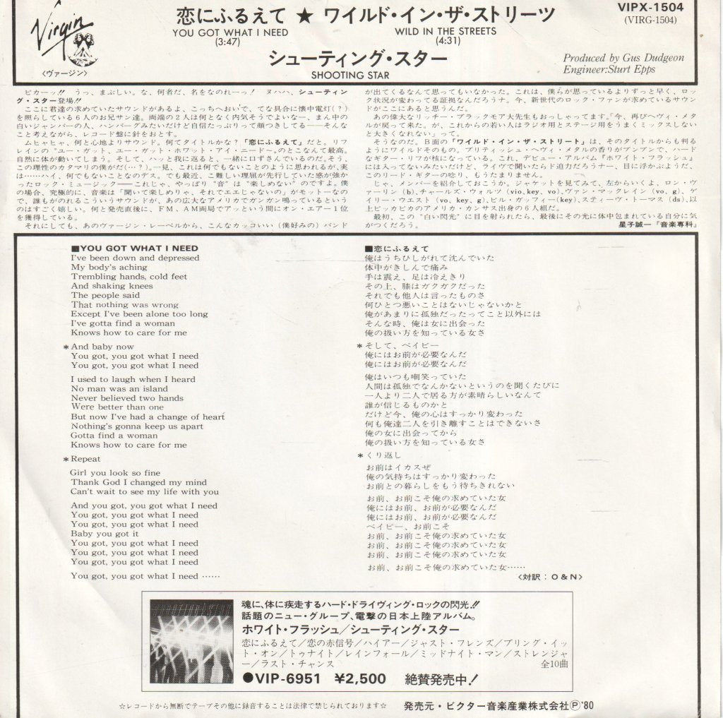 Shooting Star - You've Got What I Need - 7 Inch