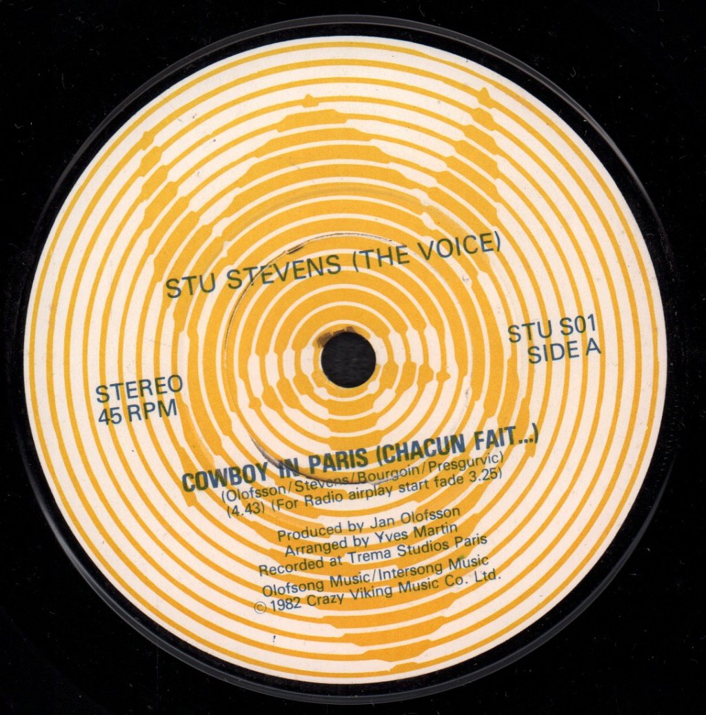 Stu Stevens - Cowboy In Paris - 7 Inch