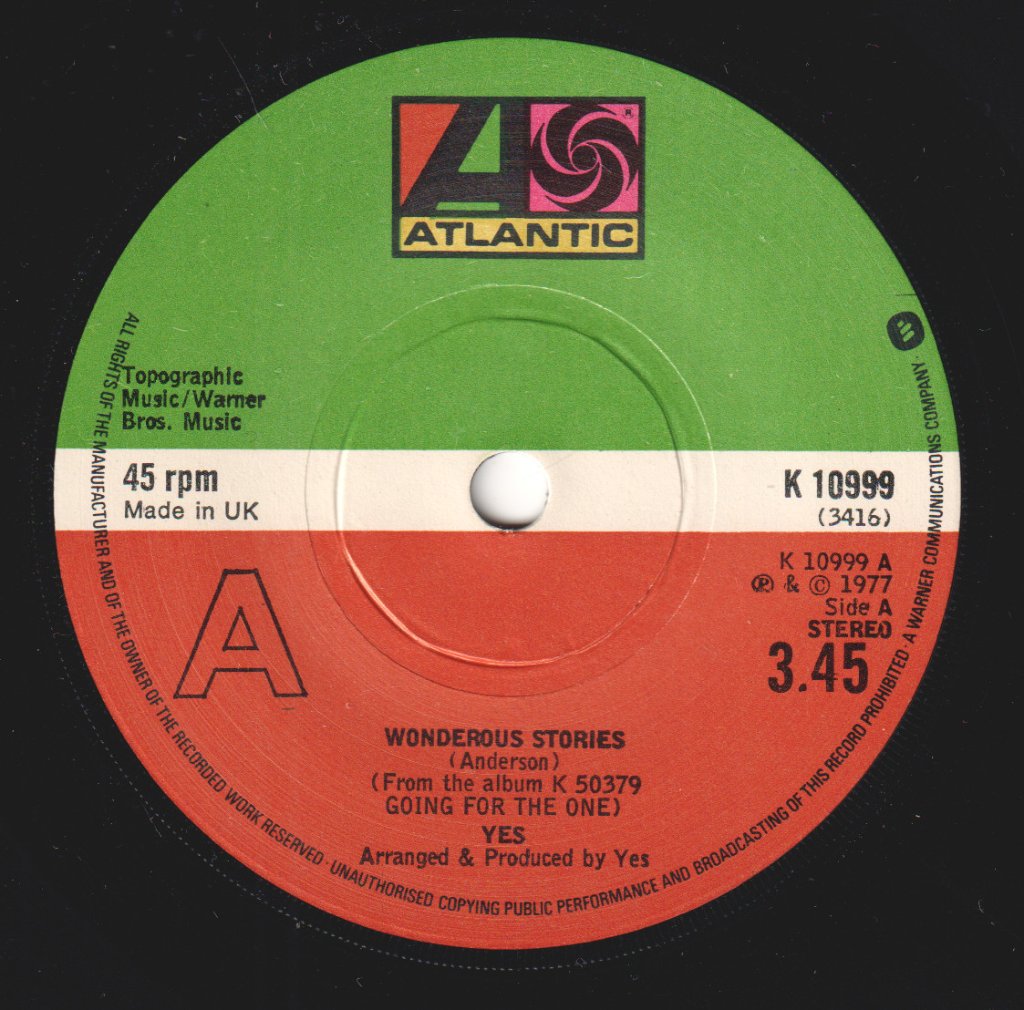 Yes - Wonderous Stories - 7 Inch