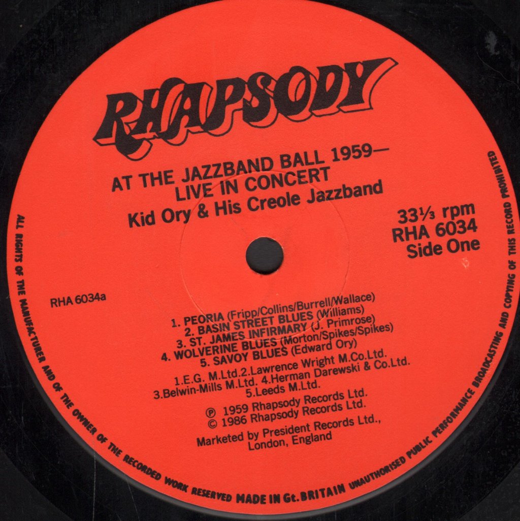 Kid Ory And His Creole Jazz Band - At The Jazz Band Ball 1959 - Lp