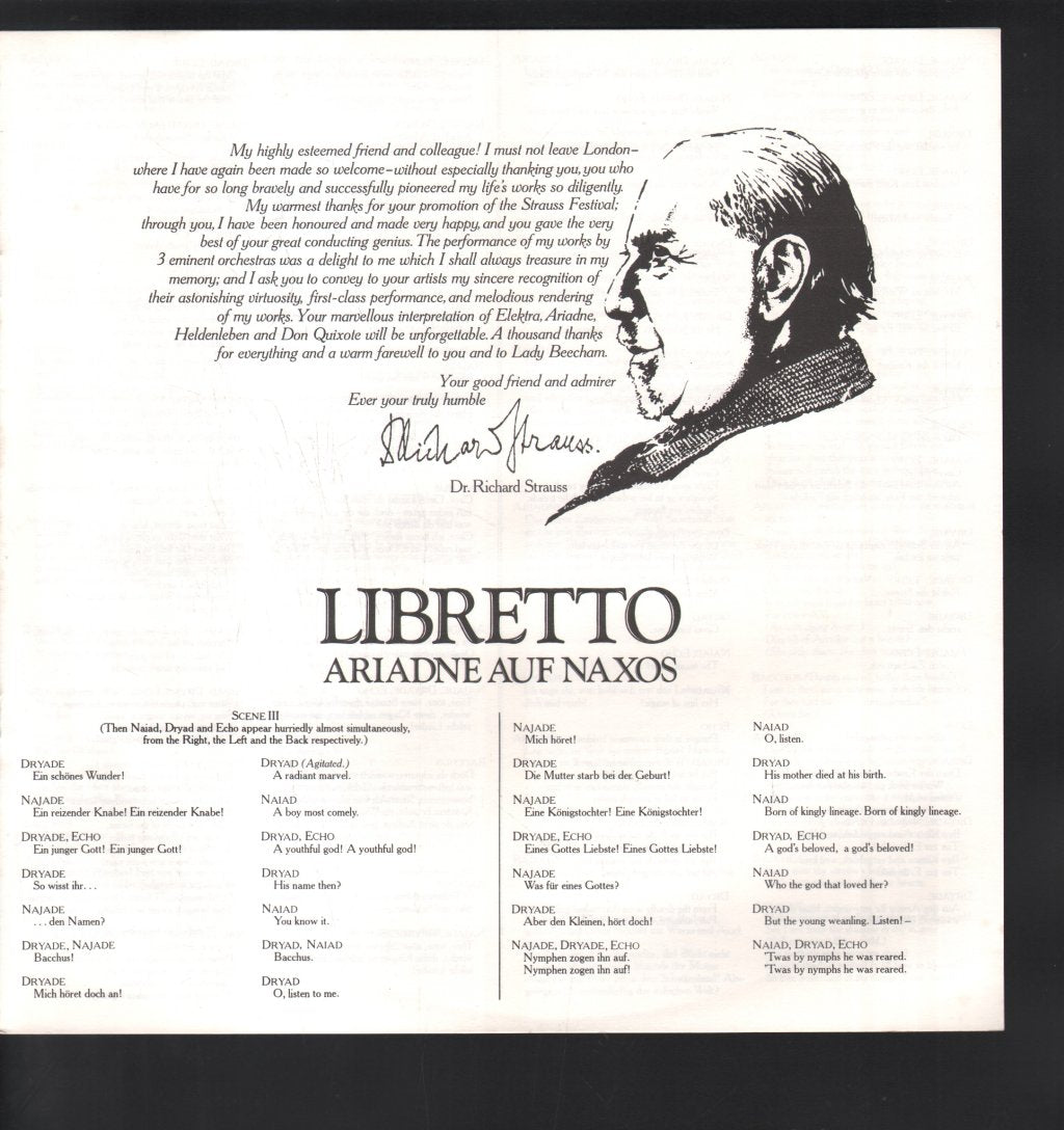 Sir Thomas Beecham - Richard Strauss - Closing Scenes from Ariadne Auf Naxos & Elektra - Lp