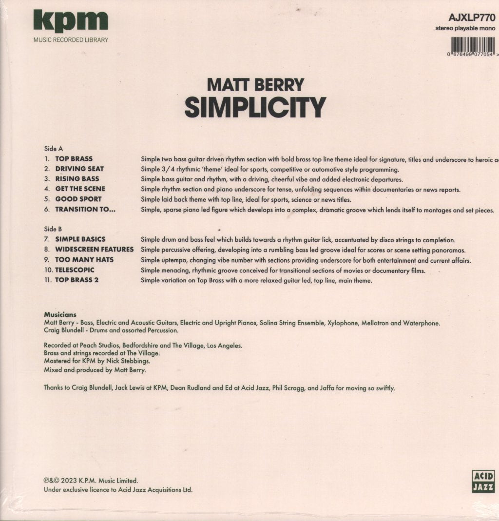 Matt Berry - Simplicity - Lp