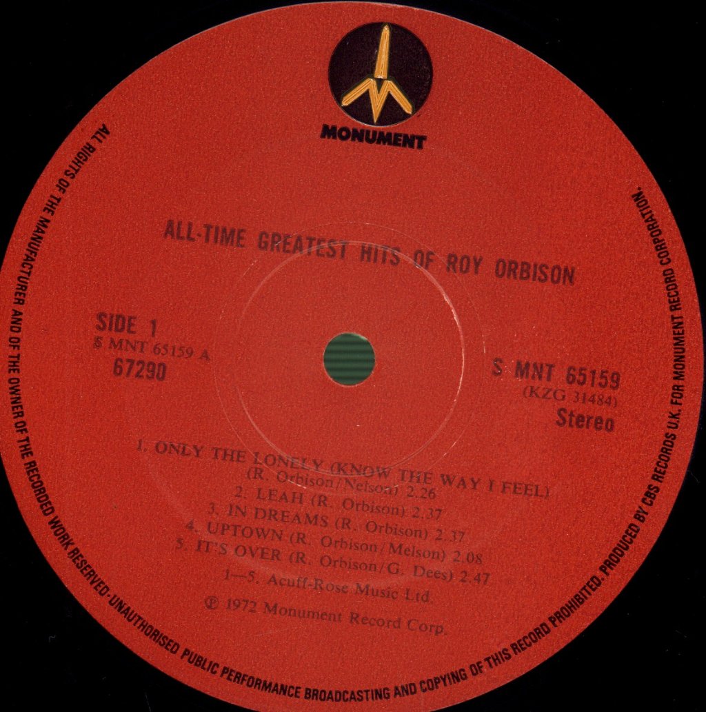Roy Orbison - All Time Greatest Hits - Double Lp