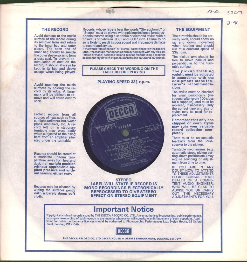 Camel - Snow Goose - Lp