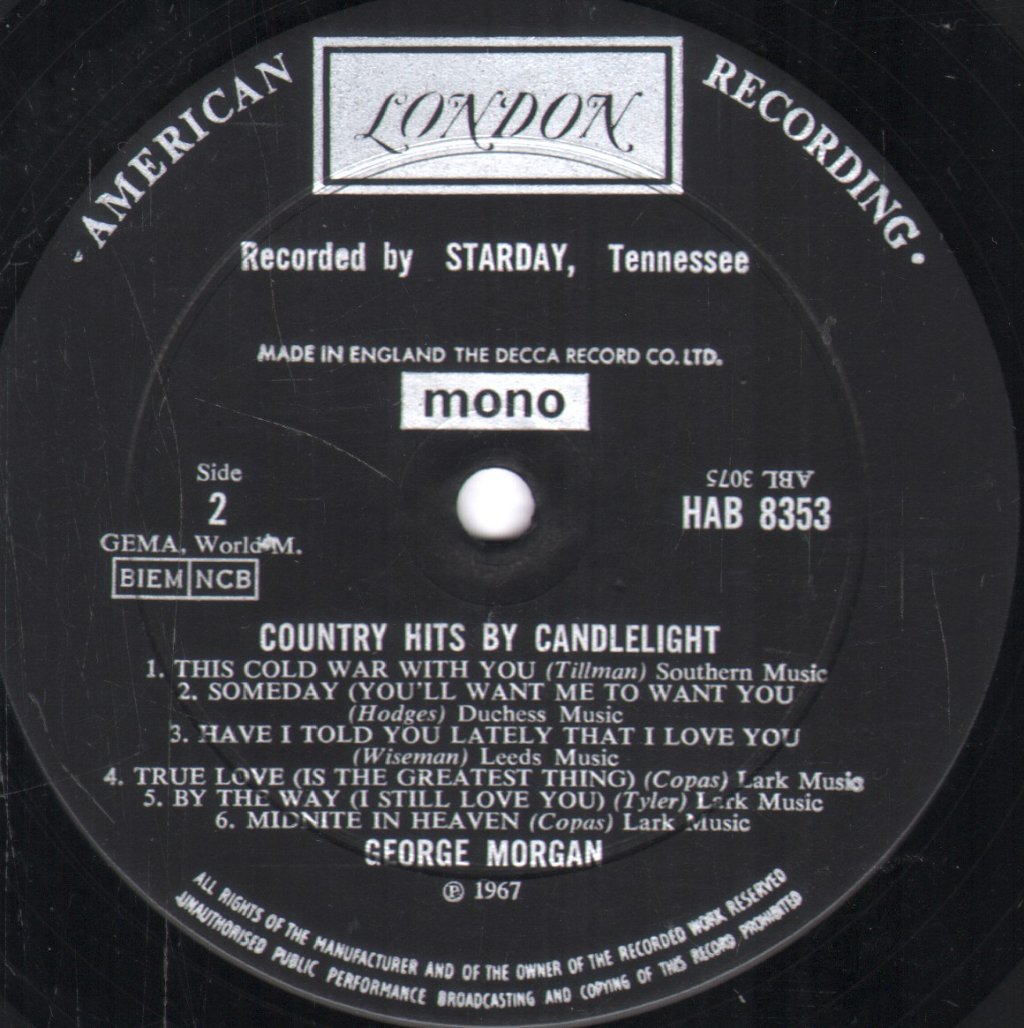 George Morgan - Country Hits By Candlelight - Lp