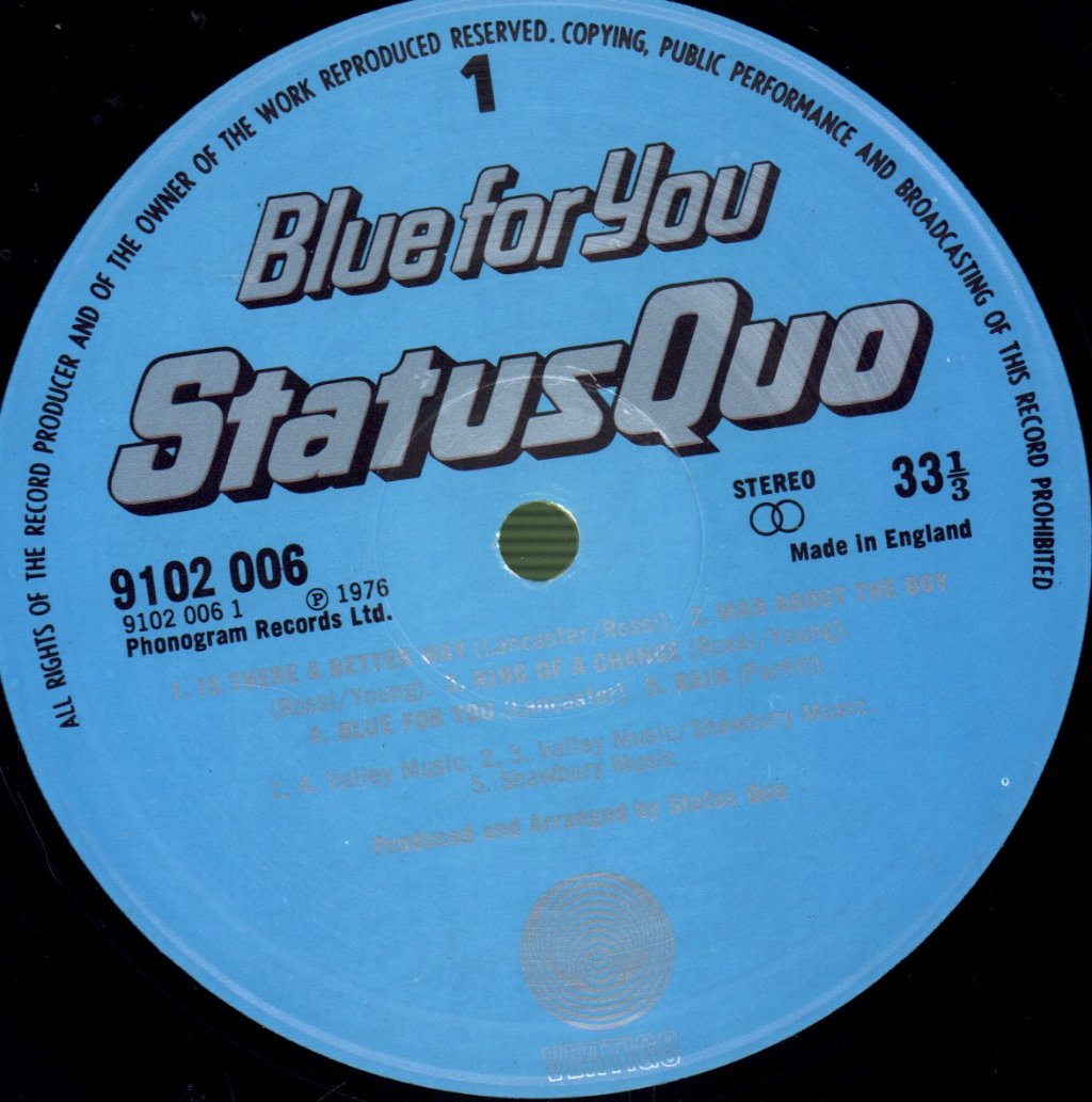 Status Quo - Blue For You - Lp